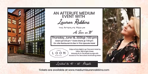 Afterlife Medium Event with Lauren Robbins, Seen on TV, in Warwick, RI