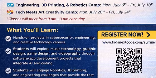 Teens Tech Summer Boot Camps @ Kennesaw State University (ages14 -18): AI, Cybersecurity, Robotics 