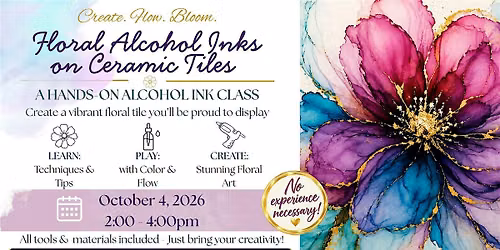 Floral Alcohol Inks on Ceramic Tiles w\/Anne Kennard