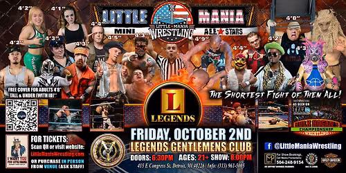 Detroit, MI -  Little Mania Mini Wrestling @ Legends