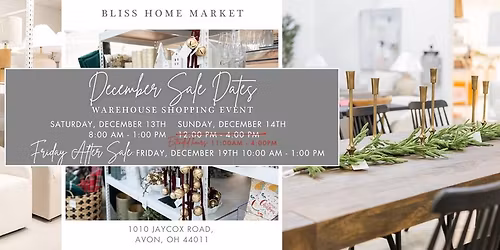 December Warehouse Sale - Saturday Event