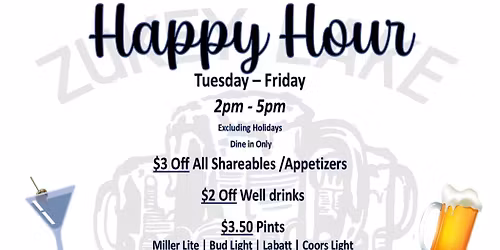 Zukey Lake Tavern's Weekly Happy Hour