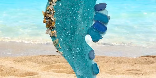 $20 18" Sea Glass Sea Horse Wood Sign Workshop
