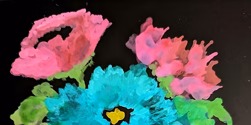 Flowers in Alcohol Ink on Black Cardstock