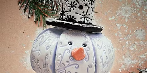 Textured Clay Snowman @ Flingin Pots