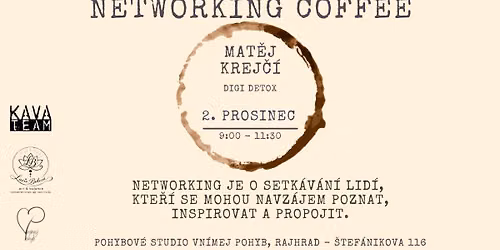 Networking Coffee s Mat\u011bjem Krej\u010d\u00edm
