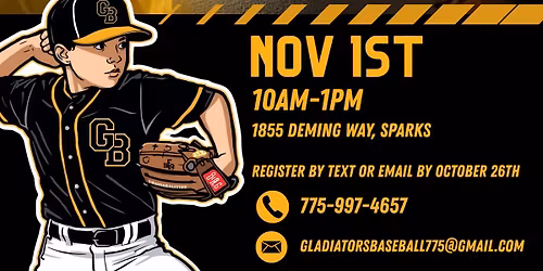 FREE Gladiators Baseball Camp for ages 6-9