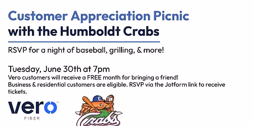 Vero Fiber Customer Appreciation Night at the Humboldt Crabs