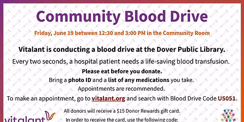 Summer Blood Drive at the Dover Public Library