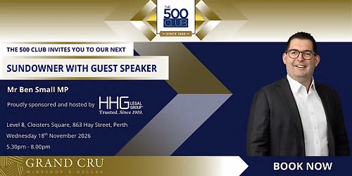 The 500 Club Sundowner sponsored by HHG Legal