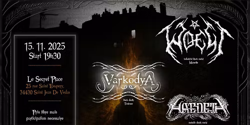 Concert au Secret Place > Haedeth + Varkodya + Woest