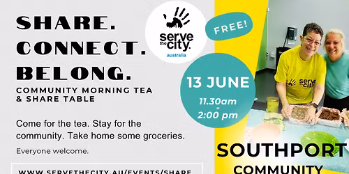 Community Morning Tea, Volunteering & Free Grocery Share Table