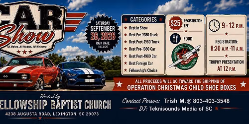 FBC Car Show-All Makes. All Models. All Welcome!!