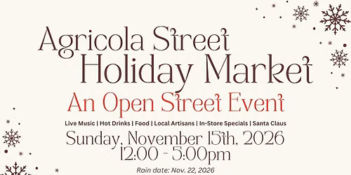 Agricola Street Holiday Market 2026