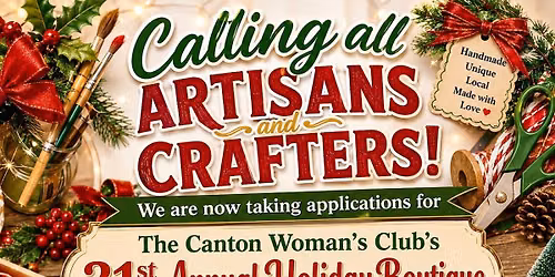 The Canton Woman\u2019s Club\u2019s 31st Annual Holiday Boutique