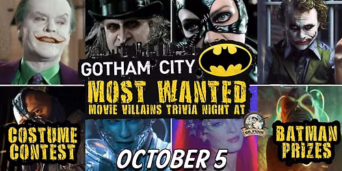 Gotham City Most Wanted Movie Villains Trivia Night at Dr. Funk!