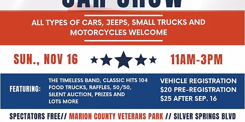 2nd Annual Veterans day Car Show hosted by The Ocala Blue Stars mothers and Friends of Marion County
