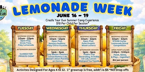 Lemonade Week! Mix & Match Summer Camp Sessions $10
