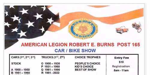 Robert E Burns American Legion 2026 Car Show