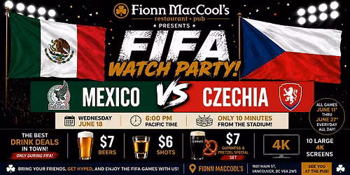 FIFA World Cup Watch Party \u2013 June 24 | Mexico vs Czechia