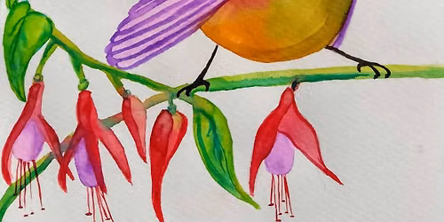 Watercolour & Wine in Hobsonville, Auckland: Watercolour Piwakawaka