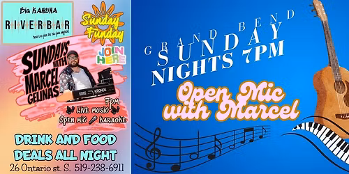 Big Kahuna Riverbar Open Mic and Karaoke Sunday Nights!