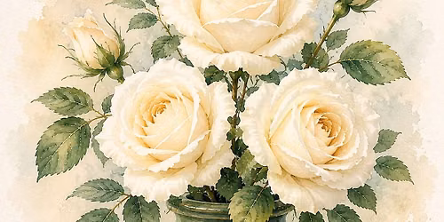 Watercolour Art Class: White Roses \ud83c\udf39