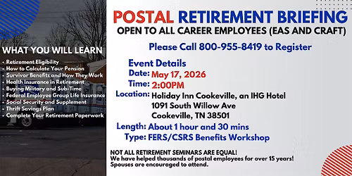 FERS Benefits Seminar - Cookeville - 05\/17\/26