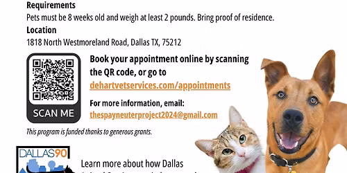 Low-Cost Spay\/Neuter (Appointment Required) CITY OF DALLAS RESIDENTS ONLY