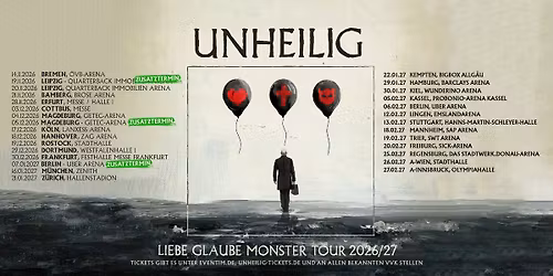UNHEILIG - GLAUBE LIEBE MONSTER TOUR 2026\/27 in Leipzig | ZUSATZSHOW