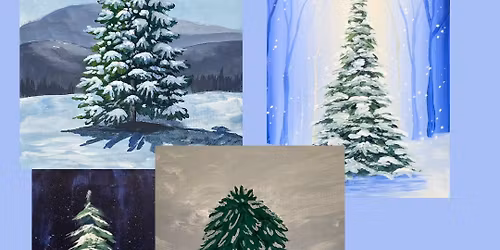 Snowy Tree Acrylic Painting 