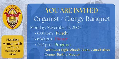 The Canton AGO's Annual Organist and Clergy Banquet