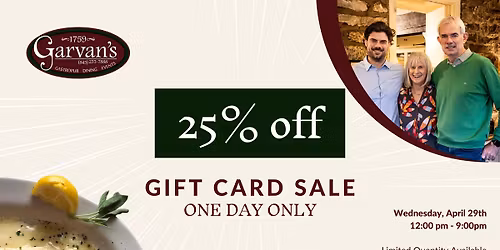 Annual 25% Off Gift Card Sale!