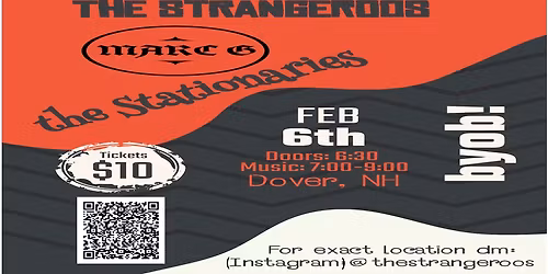 An evening of live music in Dover, NH featuring: The Strangeroos \/\/ Marc G \/\/ The Stationaries