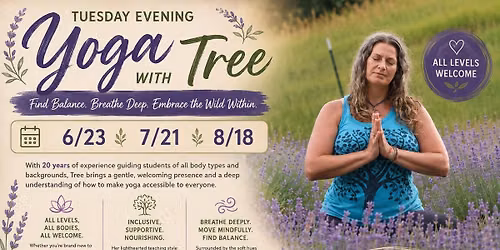 Evening Yoga with Tree in the Lavender Field