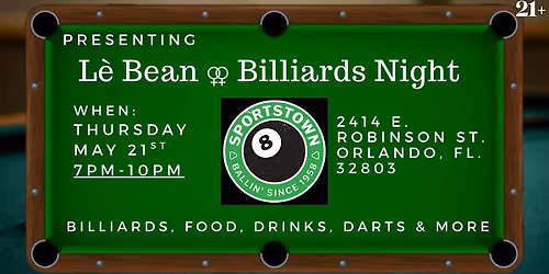 L\u00e8 Beans Monthly \u26a2 Billiards Night