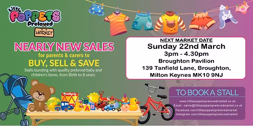 Little Poppets Preloved Market - Broughton Pavilion, Sunday 22nd March, 3pm - 4.30pm