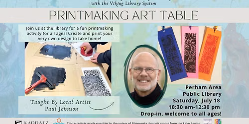 Perham Area Public Library - Printmaking Art Table with Paul Johnson 
