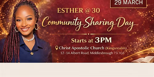 Esther @ 30 \u2013 Community Sharing Day