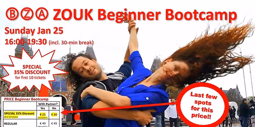 BZA 3h ZOUK Beginner Bootcamp (35% DISCOUNT 1st 10 tickets!), Gert & Eva