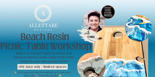 \ud83c\udf0a SEASIDE CREATIONS: SURF-INSPIRED RESIN PICNIC TABLES \u2013 ONE DATE ONLY! \ud83c\udfc4\u200d\u2640\ufe0f