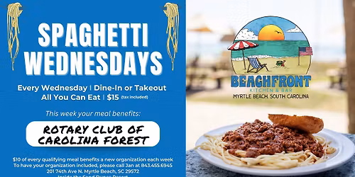 Spaghetti Wednesday ft Rotary Club of Carolina Forest