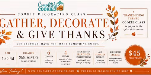 Gather, Decorate & Give Thanks Cookie Decorating Class 