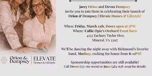 Orion & Dempsey | Elevate Homes & Lifestyle LAUNCH!