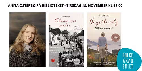 Forfattarkveld med Anita \u00d8sterb\u00f8