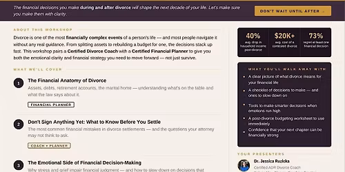 Free Workshop on Divorce & Finances