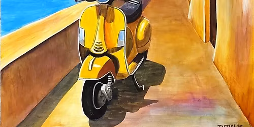 Kreat\u00edv K\u00e1v\u00e9 szegedi akrilfest\u00e9s: Vespa