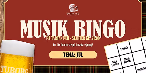\ud83c\udf84JULE MUSIK-BINGO P\u00c5 TARTAN PUB! \ud83c\udf84