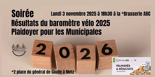 Soir\u00e9e r\u00e9sultats du barom\u00e8tre v\u00e9lo 2025 et plaidoyer pour les municipales 2026