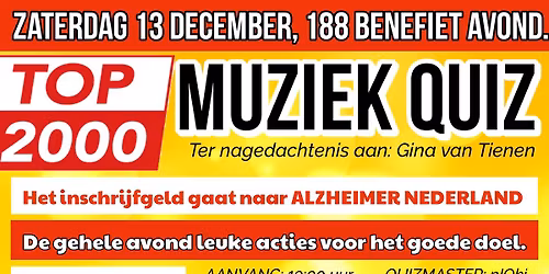 Top 2000 Muziek Quiz, voor ALZHEIMER NEDERLAND, in Bar Club 188